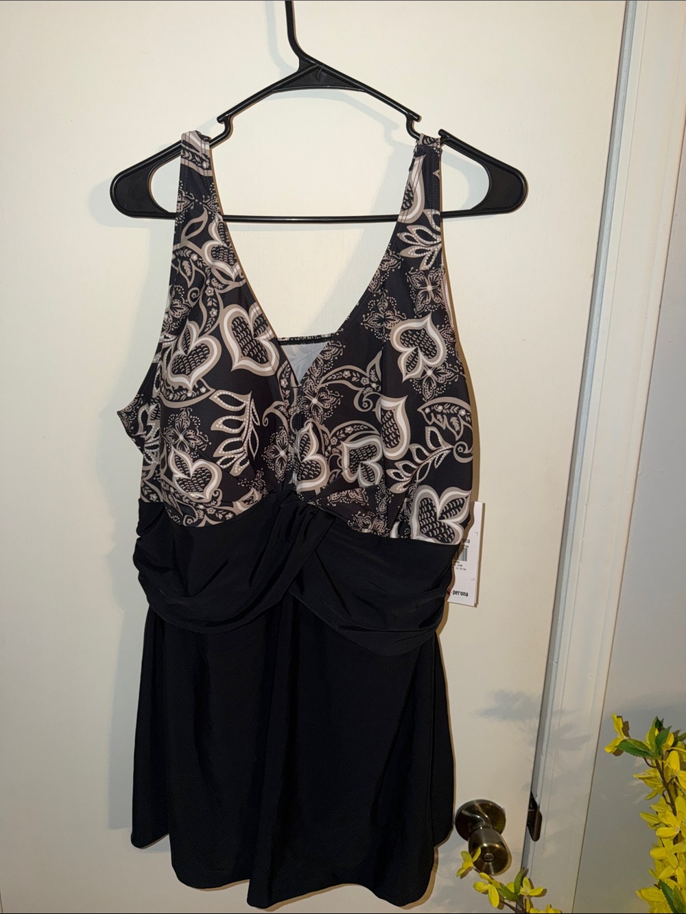 Persona Black and Cream Floral Swimdress